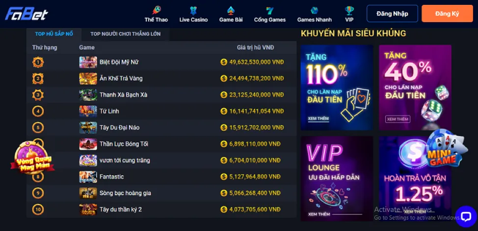 Khuyến mãi đặc biệt cho thể thao và casino trực tuyến
